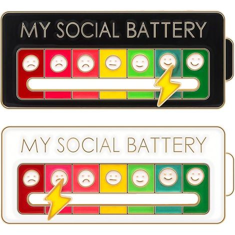 Set of 2 "My Social Battery" pins, for mood switching, creative expression (1/5)