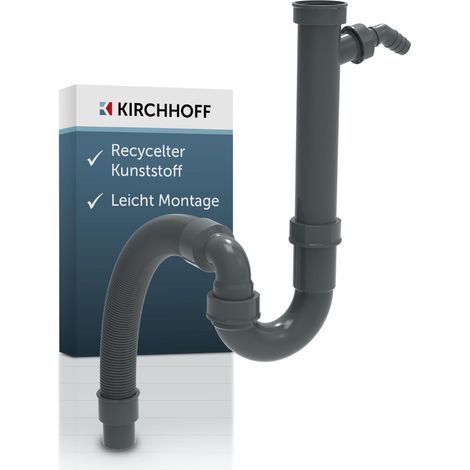 ECO-SAVE KS Flexibler Spültisch-Röhrensiphon, Grau, 1 1/2" x 3/4"T x 40/50 mm, mit Geräteanschluss (1/5)