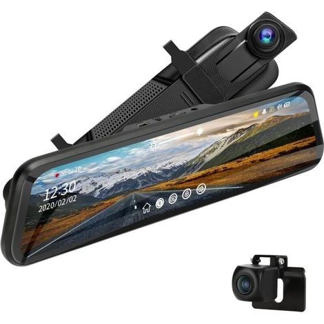 10'' Rearview Mirror Dash Cam with Cable Kit, 24 Hours Parking Monitoring, Dash Cam, Car Rearview Mirror, 10'' Full HD 1080P Touch Screen, 170° Wide Angle Night Vision G-sensor