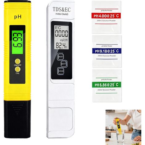 4 en 1 PH TDS Testeur qualité l'eau, Testeur pH Mètre électronique, TDS EC Mètre Température, Haute Précision Auto Calibration Compensation Température, Analyse Qualité de l’Eau pour Aquarium Piscine (1/5)