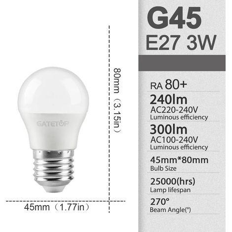 Lampes de croissance pour plantes (G45 3W, blanc chaud 3000K, AC220-240V) Lot de 8 ampoules LED blanc chaud pour éclairage de chambre ou de balcon (1/5)
