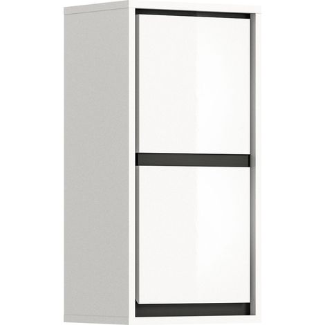 Meuble de rangement suspendu 1 porte décor blanc et noir - JARUZ (1/5)