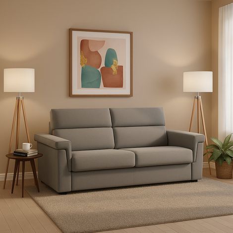 Sofá Cama 2 Plazas Tenna, Desenfundable, con Almacenaje Made in Italy, Apertura Abatible, 185x95 cm Gris (1/5)