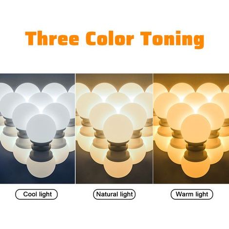 Mirror front lights, makeup bulb refill for vanity, three-color dimming, USB touch switch, long press, continuously variable intensity (1/5)