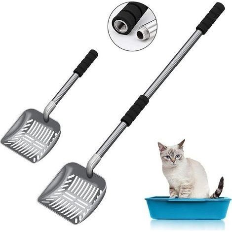 Pelle à litière pour chat, pelle à litière pour chat en métal à long manche, pelle à litière pour chat à usage intensif, pelle à litière pour chat, 32 pouces (1/5)