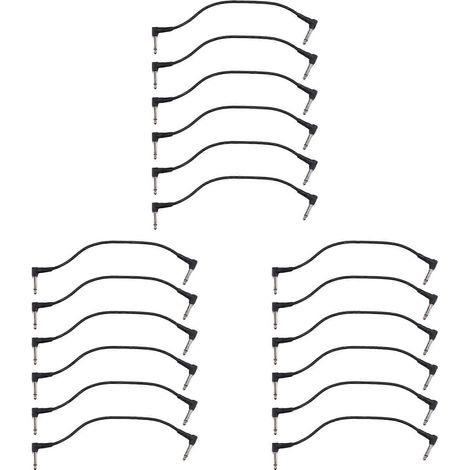 18 x 15 cm (6 Zoll) Gitarren-Patchkabel, schwarzes Effektkabel für Gitarrenpedale, 6,35 mm (1/4 Zoll) abgewinkeltes TS-Patchkabel (1/5)