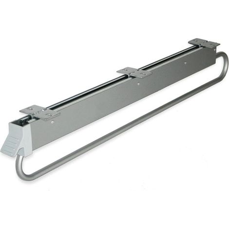 Porte-vêtements extractible pour armoire ou dressing, porte-cintres coulissant de longueur 800mm, acier et plastique, gris metallisé (1/5)
