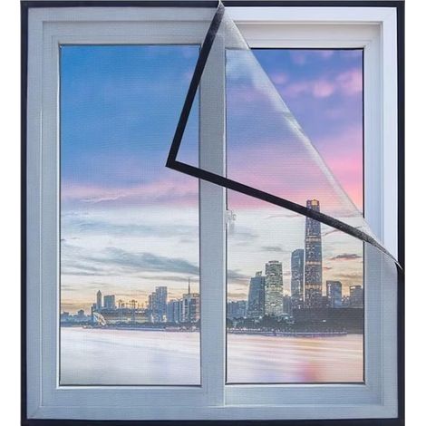 Moustiquaire de fenêtre, 120x120cm Auto-AdhéSif en Maille anti Moustique Fenetre Sans Perçage pour Fenetre de Balcon Salon Patio (1/5)