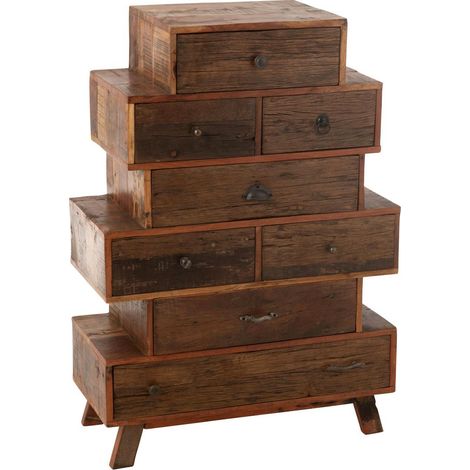 Commode 8 Tiroirs en Bois "Vinto" 109cm Naturel (1/5)