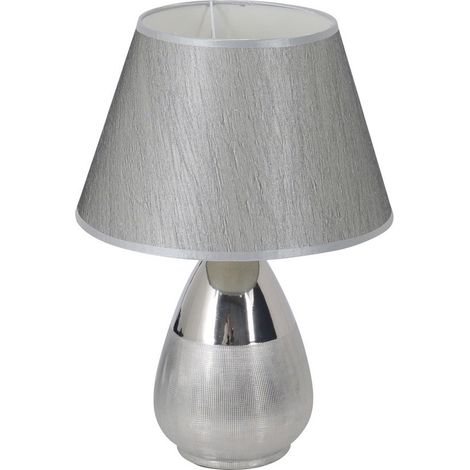 Naeve GRADO Lampe de table avec abat-jour rond conique argenté 1xE27