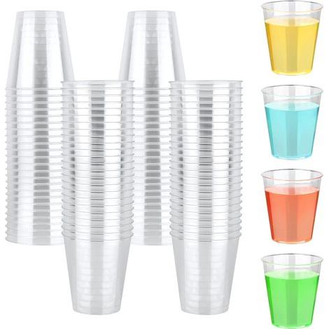 Lot de 100 Gobelet Plastique Reutilisable, 5 cl/50ml Verre Plastique Reutilisable, Transparent Verre en Plastique Verre a Shot, pour Cocktails Jus de Fruits Mariage Fêtes (1/5)