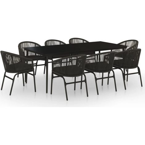 Maison Exclusive - 9-tlg. Garten-Essgruppe Schwarz (1/5)