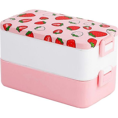 Kreative Bento-Box, tragbarer 2-stöckiger Lunchbehälter für Studenten und Arbeiter-19X11X12CM (1/3)