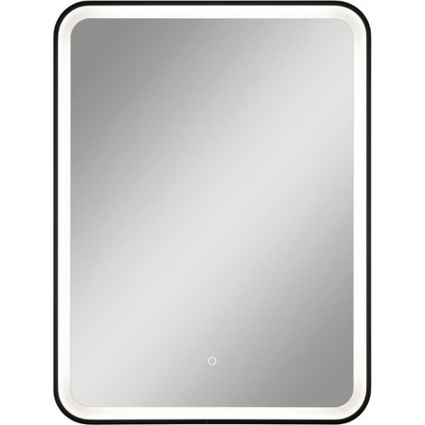 Feel 80x60 cm miroir suspendu rectangulaire avec éclairage LED et capteur, cadre en aluminium, noir (SATZFEEL6080CE) (1/5)