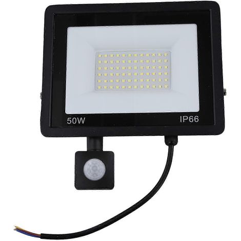 Projecteur LED à détecteur de mouvement 50 W, spots à induction étanches IP66, idéal pour l'éclairage public, les places et les espaces extérieurs. (1/5)