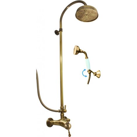 Colonne de douche LABE avec douchette en laiton bronze H.111cm (1/5)