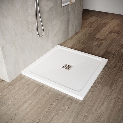 SONNI Duschtasse Versenkte Quadratische Duschwanne Rutschfeste SMC Quick Drain Design 900x900 mm mit Ablaufgarnitur (1/5)