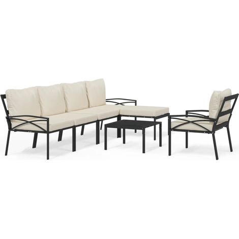 Maison Exclusive - Salon de jardin 7 pcs avec coussins sable acier (1/5)