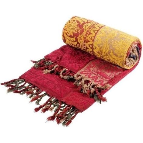 – Plaid en coton naturel 150 x 190 cm – Couverture canapé rouge – Conception multifonctionnelle pour canapé, lit ou pique-nique (1/5)