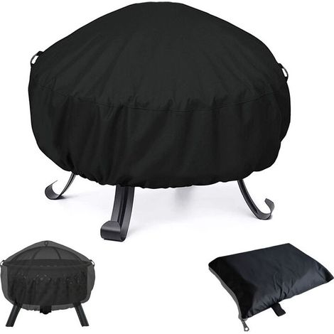 Housse de Protection pour BraséRos Barbecue ImperméAble Rond,Coupe-Vent, Housse brasero RéSistant à la DéChirure,Tissu Oxford 210D Housse pour Foyer Barbecue,Housses pour BraséRos 122x46cm (1/4)