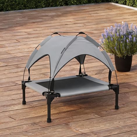 Lit surélevé pour chien avec toile acier et textile gris clair (1/5)
