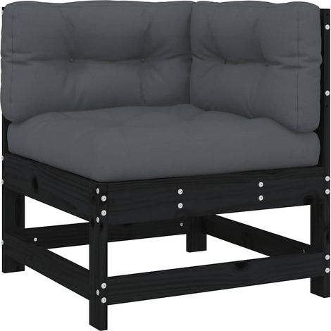 Maison Exclusive - Ecksofa mit Kissen Schwarz Massivholz Kiefer
