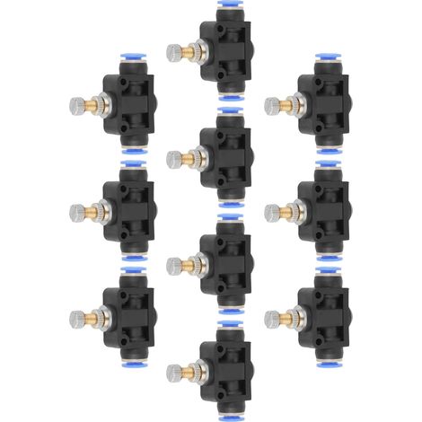 10 Stück 6-mm-Druck-Pneumatik-Durchflussregler, Luftgeschwindigkeitsregler (1/5)