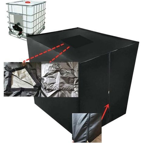 Water Tank Cover, Rain Barrel Cover with Drawstring and Top Opening, 210D Oxford Fabric IBC Tank Cover(Size: 1000L)