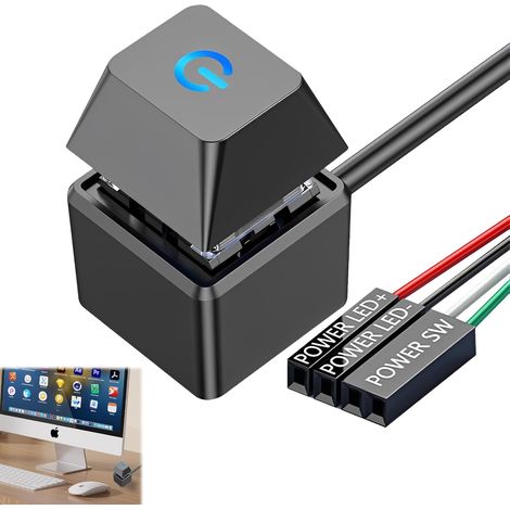 Bouton Power Pc Externe Bouton Du Pc Interrupteur D'alimentation Externe Interrupteur D'alimentation LED avec Câble D'extension de 1.8m (1/5)