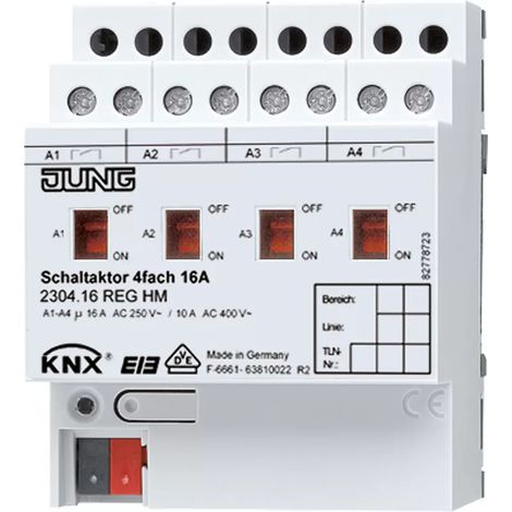 Jung KNX Schaltaktor 4fach, REG, 4 TE 2304.16 REGHM (1/2)