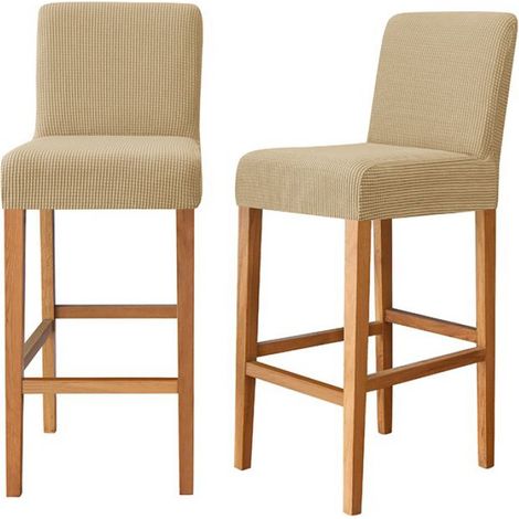Housse Pour Tabouret De Bar - Jacquard Élasthanne - Beige Cappuccino - Taille Unique (1/5)