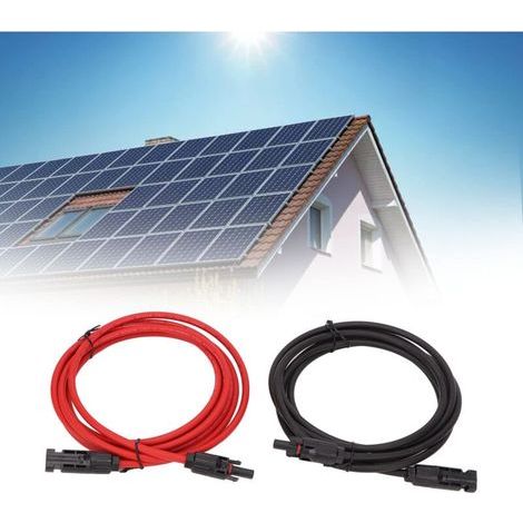 CâBle D'extension Solaire Grande Capacité de Charge Adaptateur de Fil de Panneau Solaire SûR 6mm² 1 Paire pour RV (4m) (1/4)
