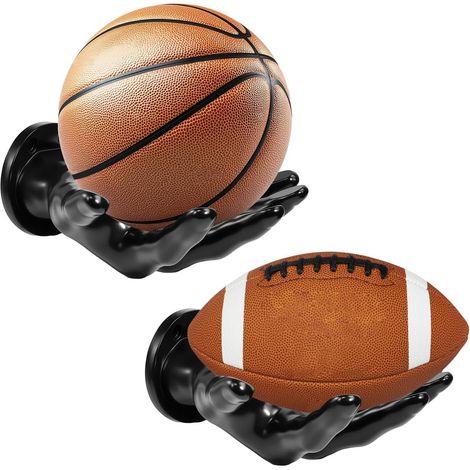 Juego de 2 soportes de pared con forma de palmera - Accesorios de balonmano - 21,6 x 16 cm - Estantes de almacenamiento para interiores - Ultra seguros y estables - Regalo para aficionados al balonces