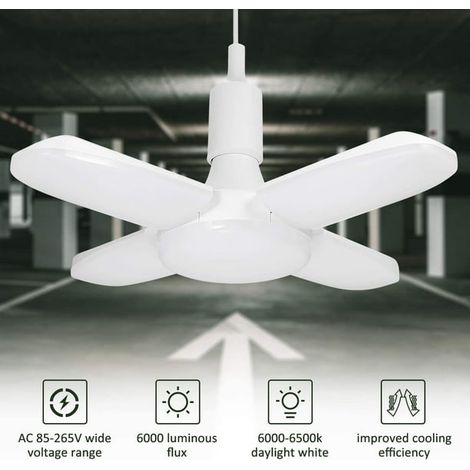 Éclairage LED atelier 60W déformable - lampe garage 4 panneaux réglables, luminaire intérieur flexible pour espace de travail (1/5)