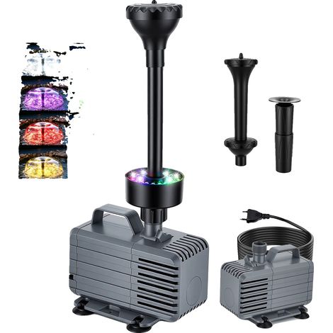 Ensemble de filtre de bassin, débit de 3200 L/H, fontaine et clarificateur UV, Gris Clair (1/2)