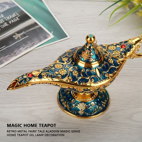 Lampe à huile décorative rétro en métal, style conte de fées, inspirée d'Aladdin. (1/5)