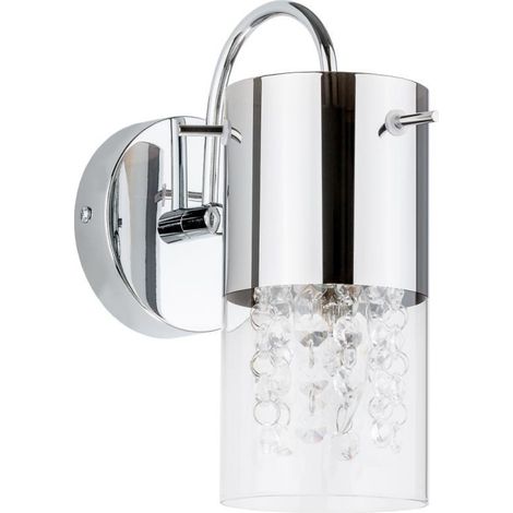 Italux Marqu - Applique Cromo 1 Luce con Paralume Trasparente, attacco E14 (1/2)