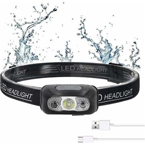 Superhelle, leistungsstarke, wiederaufladbare USB-LED-Stirnlampe, Stirnlampe mit 500 LM, 3 Lichtmodi, IPX1 wasserdicht, Bewegungssensor-Licht für Kinder, Laufen, Lesen usw. (1/5)