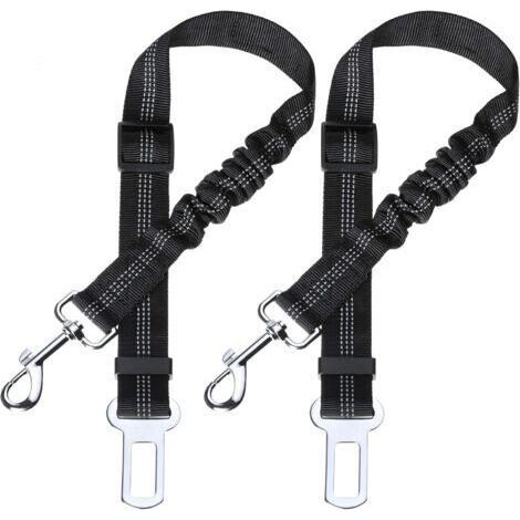 Dog Seat Belt with Elastic Shock Absorber and Heavy Duty Carabiner, Adjustable Dog Belt, Highest Level of Safety for All Breeds of Dogs and Cats, Black 2-Pack (1/4)