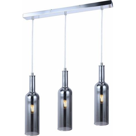 Suspension chromée Bottle 3 lumières E27 40W Reality