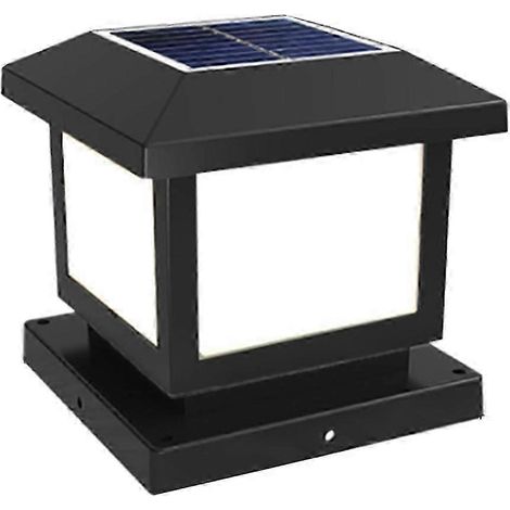 Lampe solaire LED à minuterie pour pilier étanche avec télécommande pour jardin ou clôture. (1/4)