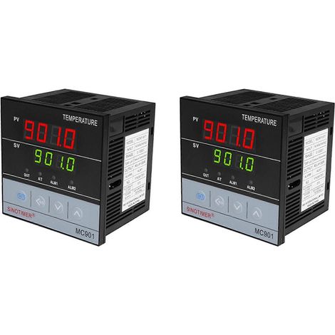 Deux régulateurs de température PID numériques étanches SINOTIMER MC901, entrée de capteur PT100 de type K, relais, sortie SSR. (1/5)