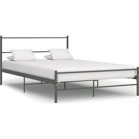 Lit métal gris Binder 160x200 cm (1/5)