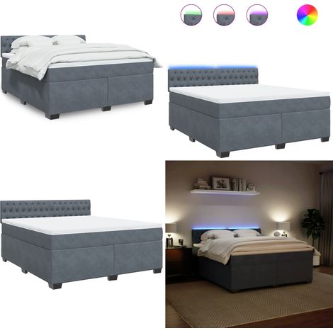 Sommier à lattes de lit et matelas Gris foncé 180x200cm Velours - Lit Plateforme - Lit Design - Lit Moderne - Lit Velours - Matelas À Ressorts Ensachés - Home & Living (1/5)