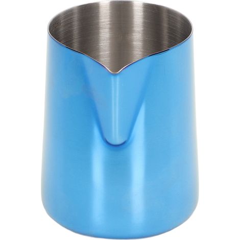 Verseuse à lait japonaise en acier inoxydable 304, tasse à latte 350ml, kit de café avec bec verseur, bleu titane gradué (1/5)