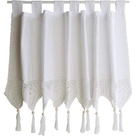 pièce - rideau court - voilage - vintage - rideau bohème - rideau - blanc - chambre - Katoen - 15045cm - Américain - demi-rideau (1/5)