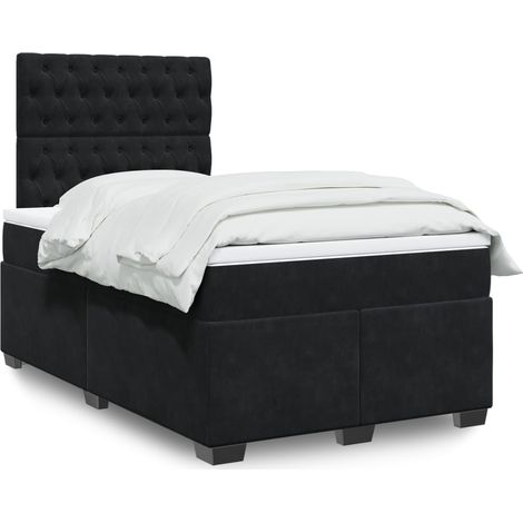 Boxspringbett mit Matratze Schwarz 120x200 cm Samt