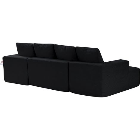 Mophorn Modular U-Shaped Sofa with Chaise, Comfortable Sectional Couch Featuring High-Density Sponge and Corduroy Upholstery, Perfect for Living Room or Bedroom, Black (1/5)
