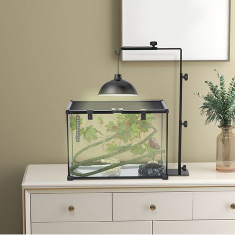 Supporto per lampada riscaldante per terrario regolabile in altezza 40x15x95 cm nero HAVRYA (1/5)