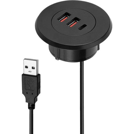 Port à œillets encastré, sortie de bureau, chargeur USB rond encastré, bloc de cordon pour accessoires électroniques - 150 cm (1/5)